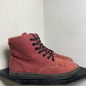Dr. Martens Red Canvas Boots